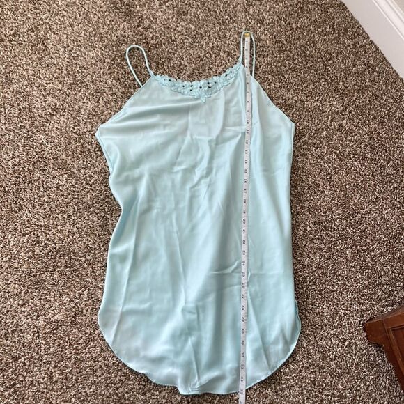 Vintage Belle Fleur Slip Aqua Short Sleeveless Nightie - Picture 9 of 12